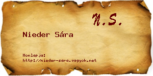 Nieder Sára névjegykártya